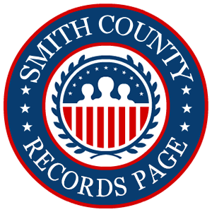 A round red, white, and blue logo with the words Smith County Records Page for the state of Texas.